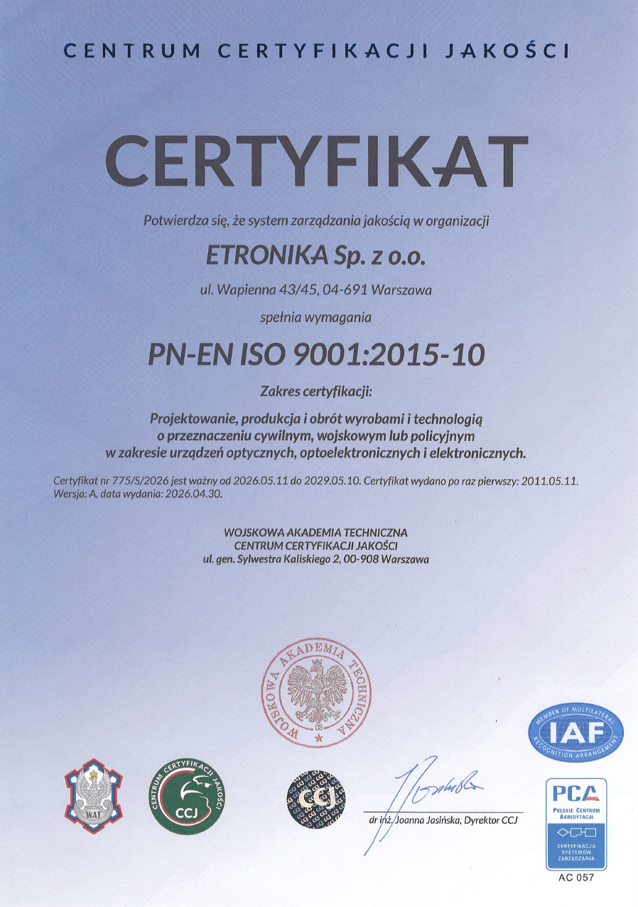 ISO 9001:2015 certificate
